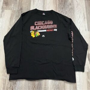 Chicago Blackhawks Long Sleeve Shirt Mens XL Black NHL Hockey